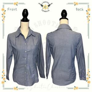 Riders by Lee Chambray Button Down Shirt Womens Size S Easy Care w/ Patch Pocket